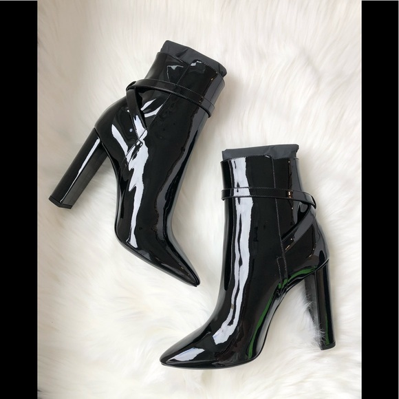 Saint Laurent Black Patent Soixante Vernice Grupy Boots Size 39 - Picture 7 of 12